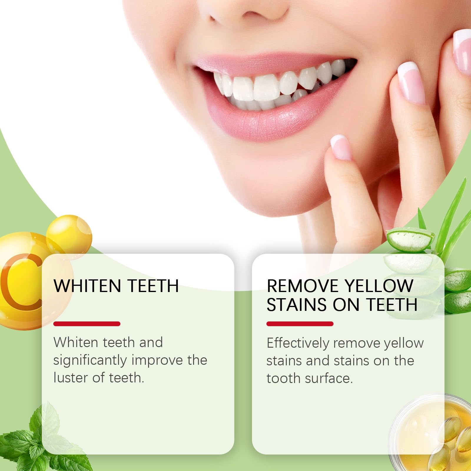 Dentifricio sbiancante all'Aloe Vera - Pulizia delicata, alito fresco, rimozione delle macchie con estratto di menta for sorrisi visivamente più luminosi(3pcs)