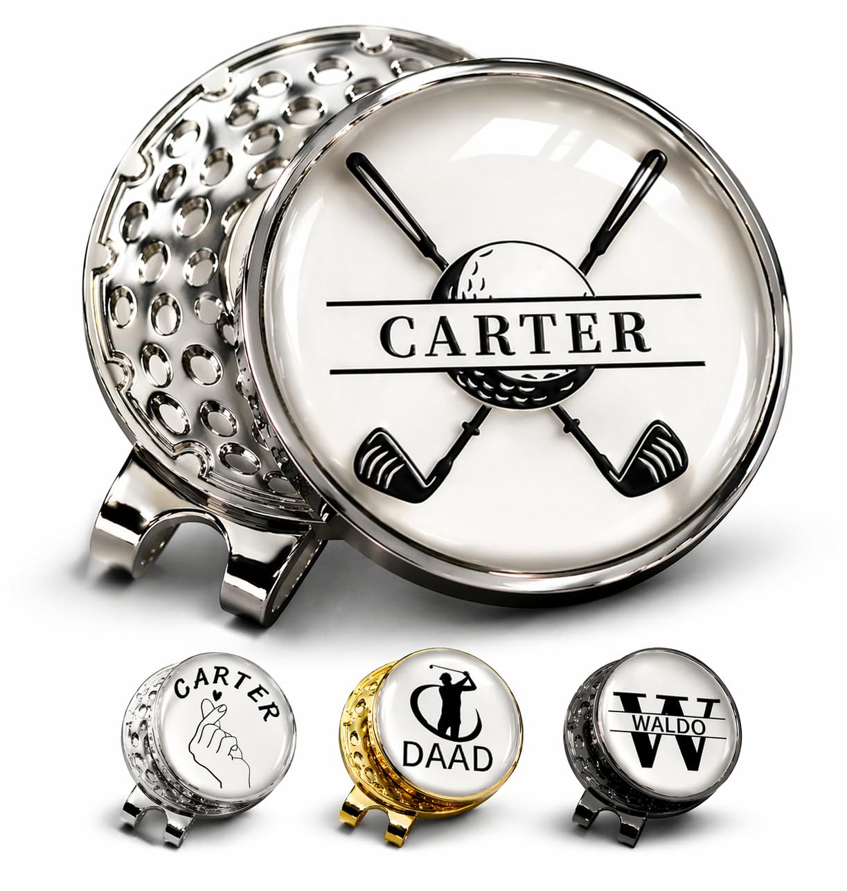 XSTZR Personalized Golf Ball Marker with Magnetic Hat Clip – Custom Logo/Text 1" Golf Ball Marker for Golfers Unique Golf Gift for Men & Women (icon)
