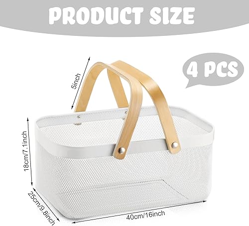 Miniatura 3 de Sadnyy 4 cestas de almacenamiento de alambre de metal con asa, cesta de cosecha de jardín, cesta duradera de frutas y verduras para organizar,