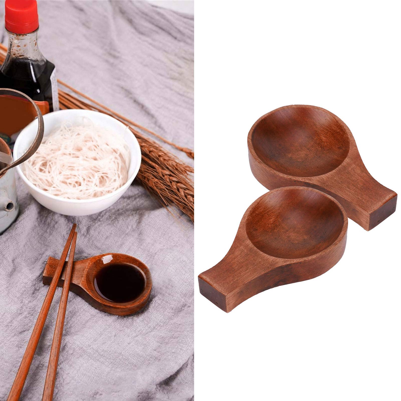 TOPINCN 5Pcs Japanese Wooden Soy Sauce Seasoning Dish Flavor Spices Plate Tableware Kitchen Tool home kitchen restaurant Porcelain Soy Sauce Dish