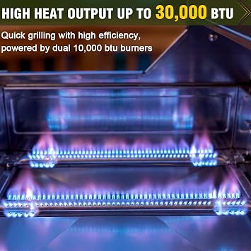Bestfire 3-Burner Tabletop Gas Grill, 30,000 BTU Portable Propane Grill, Heavy-Duty Thickened Stainless Steel Grates & Knobs, Compact & Detachable Legs for Camping, RV&BBQ