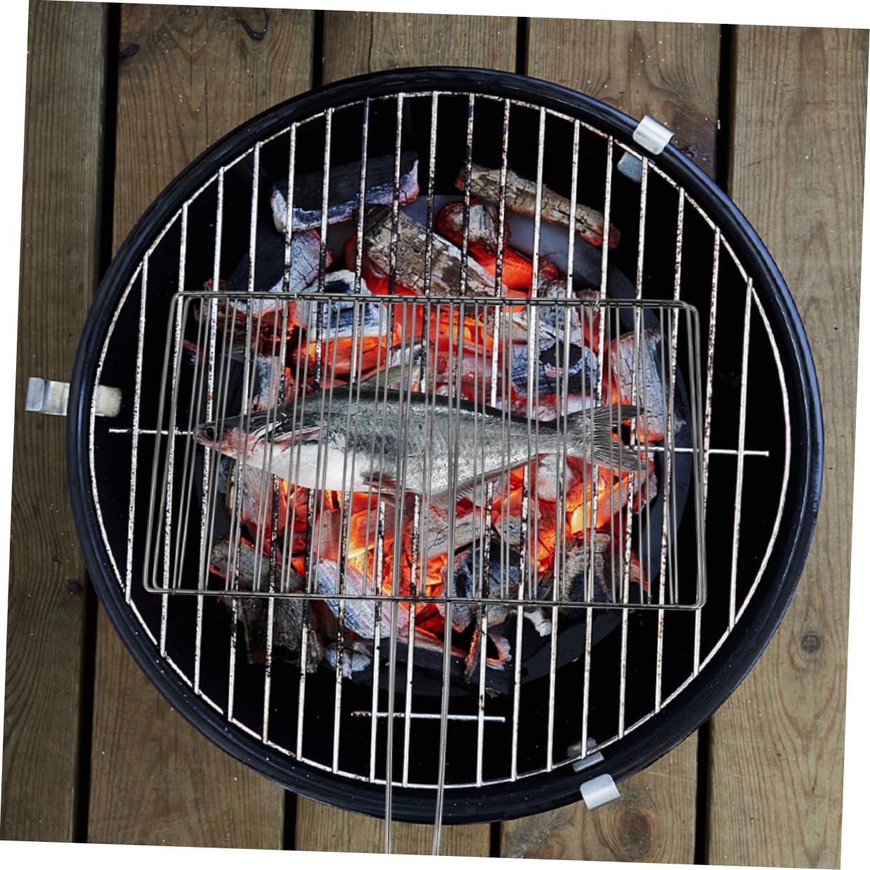 YARNOW Rete per Arrostire in Metallo Resistente con Cestello per Cuocere Pesce e Verdure, Rete da Cottura Robusta per Barbecue All’aperto e Grigliata di Pesce