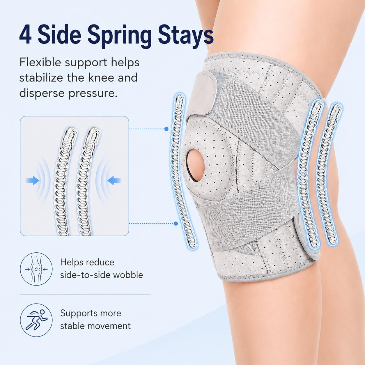 Rodillera para el dolor de rodilla para mujeres y hombres. Correa de soporte para el tendón rotuliano. Soporte de rodilla para rótula abierta, para desgarro de menisco, alivio de la artritis. Man