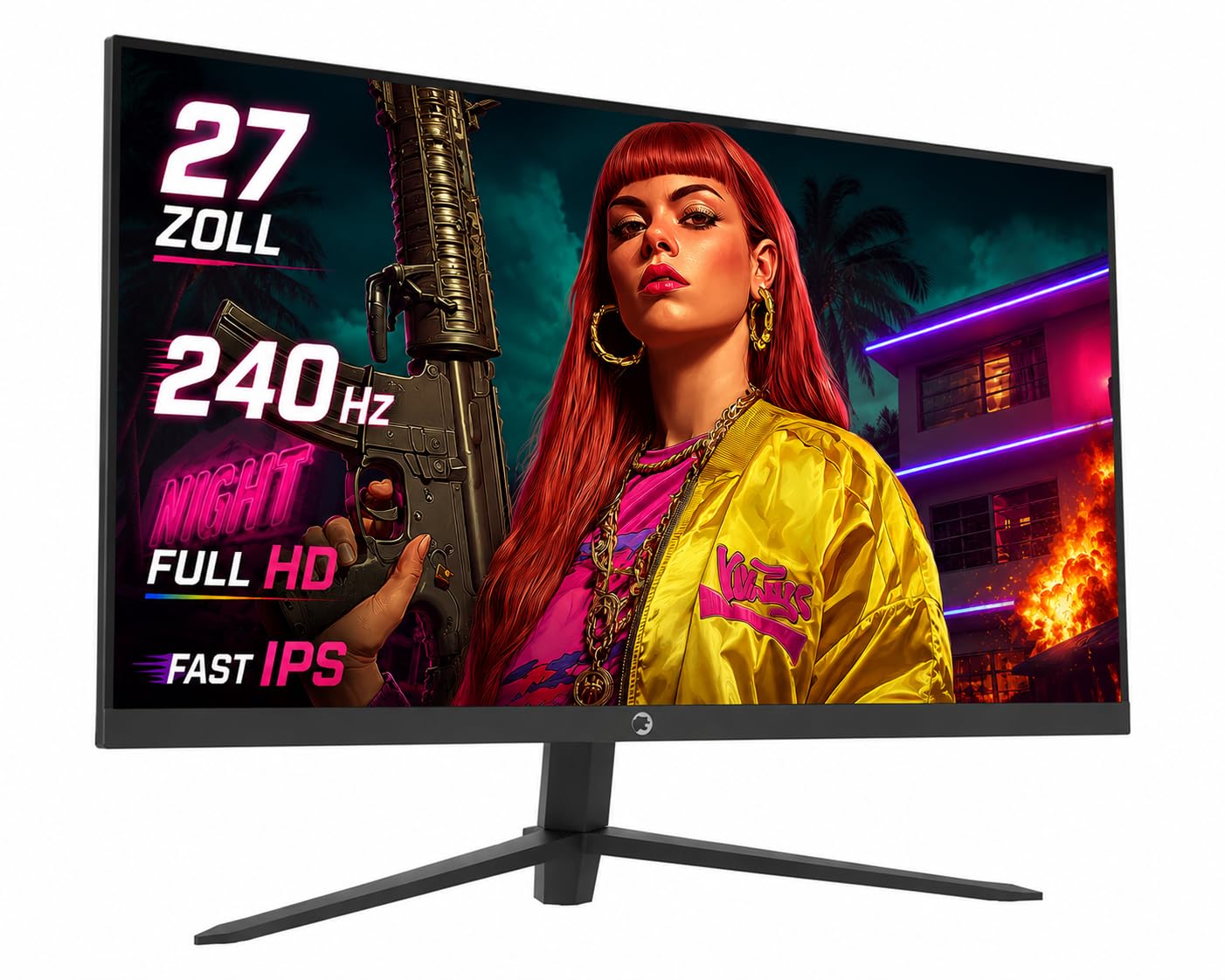 GAMEPOWER Sonic V40 Full HD 27 Zoll Gaming Monitor, 240Hz 0,5ms, Fast IPS, 1920x1080p Bildschirm, 134% sRGB, FreeSync & G-Sync kompatibel, RGB-Beleuchtung, mit Lautsprecher, VESA, HDMI 2.0 DP 1.4