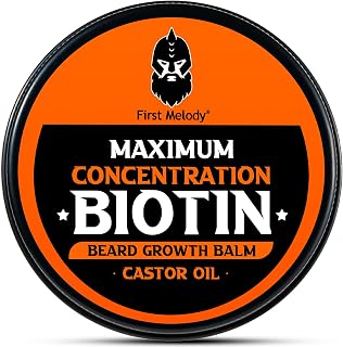 First Melody Beard Balm, Maximum Concentration Biotin, with Castor Oil and Argan & Jojoba Oils, Promotes Beard Growth, Styles, Strengthens & Softens Beards & Mustaches, 2 Ounce,Unscented