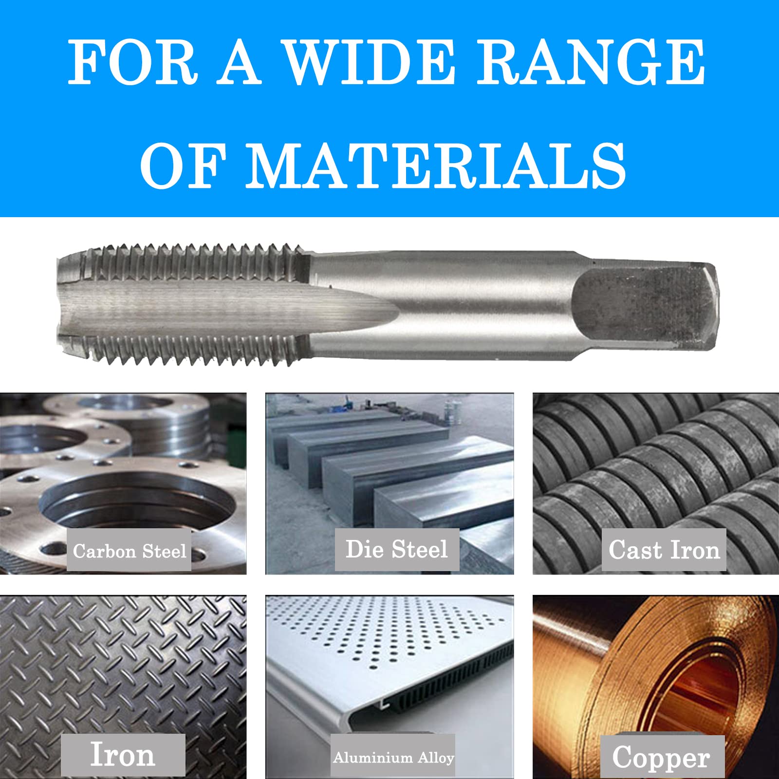 3/8" - 18 NPT Rubinetto con filettatura conica per tubi, Rubinetto per filettatura di tubi in acciaio ad alta velocità, Rubinetti per filettatura con formazione del filetto