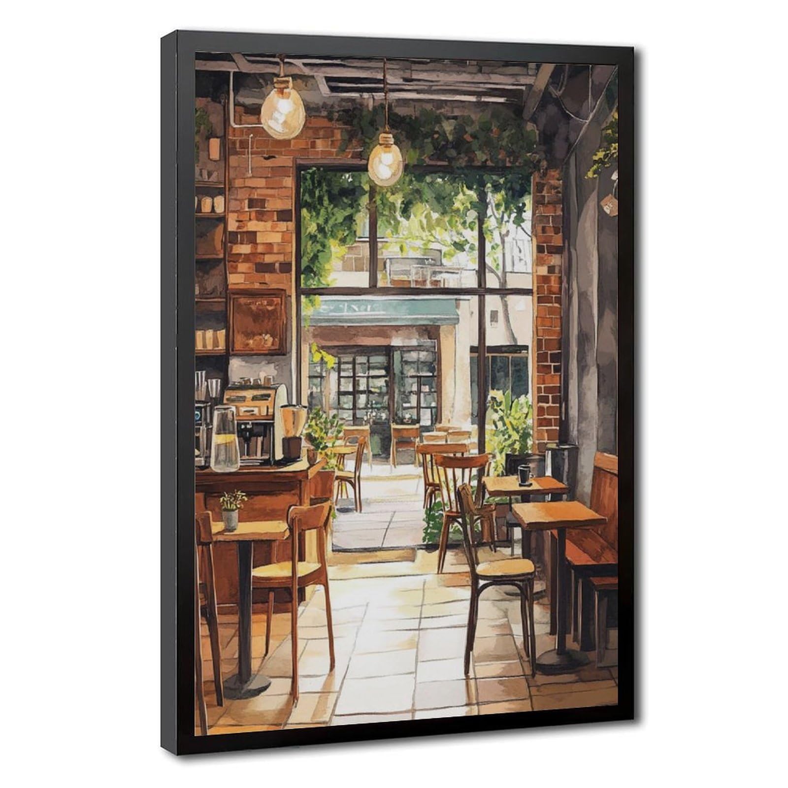 Flamint Aesthetic Coffee Shop Canvas Poster Bedroom Decor Landscape Office Room Decor Gift 16" L X 24" W