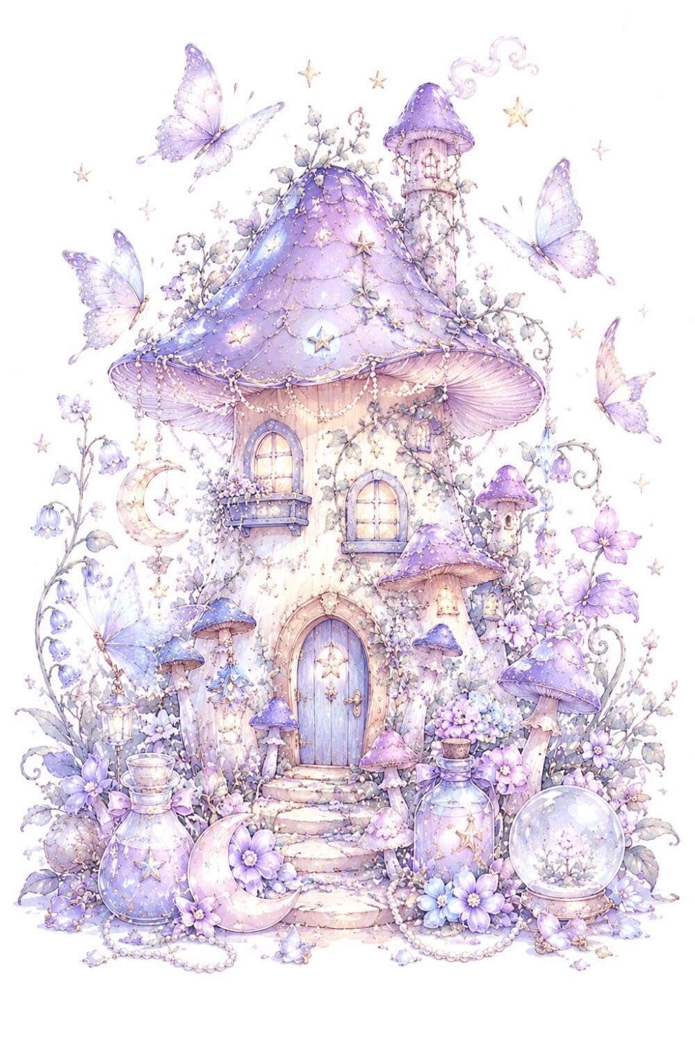 Rqwybcaxn Bead Embroidery Kits Mushroom House 40x50cm