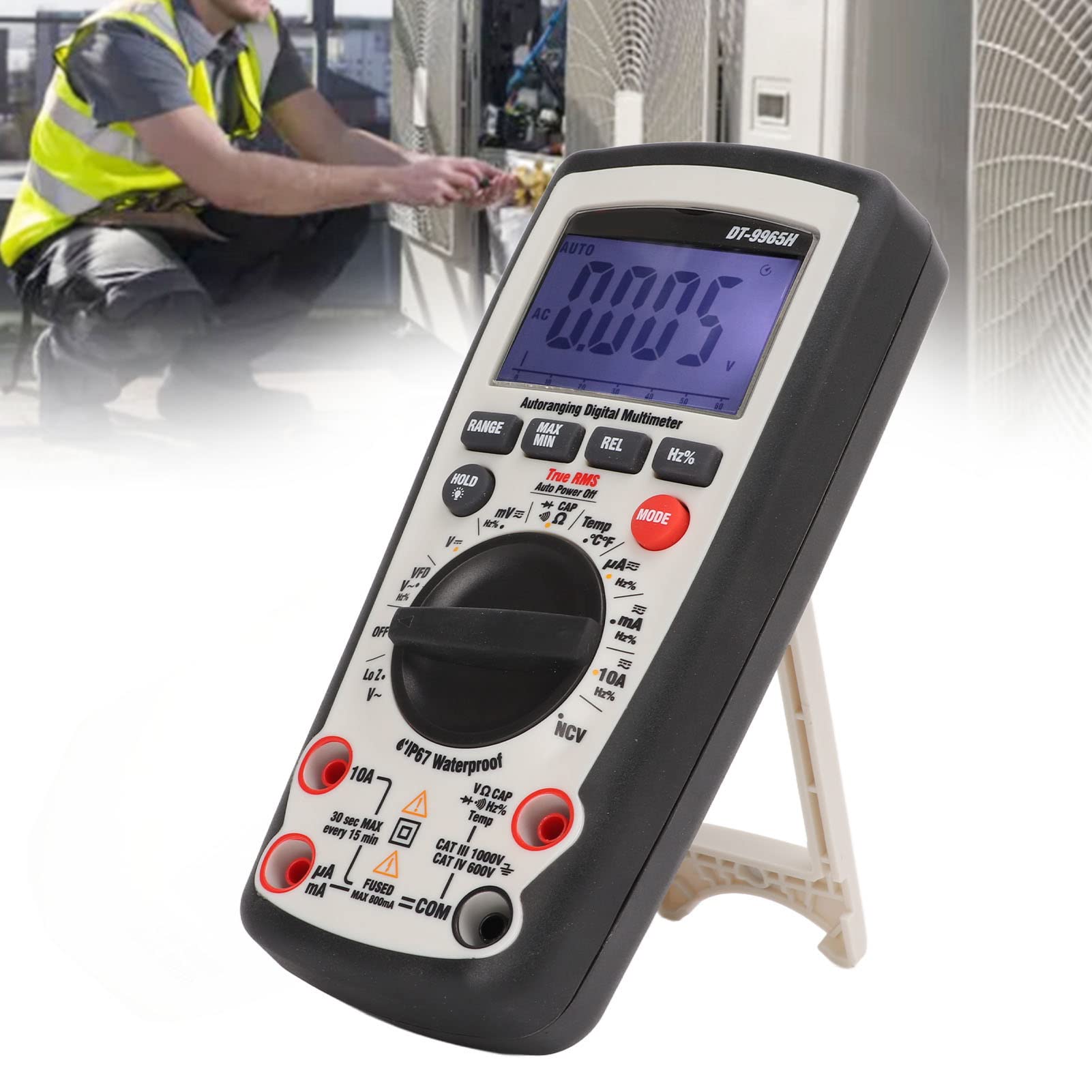Multimetr cyfrowy DT9965H High Precision NCV True RMS tester elektryczny do wykrywania dla elektryków inżynierów lekki przenośny ABS 6000 punktów podświetlenia LCD