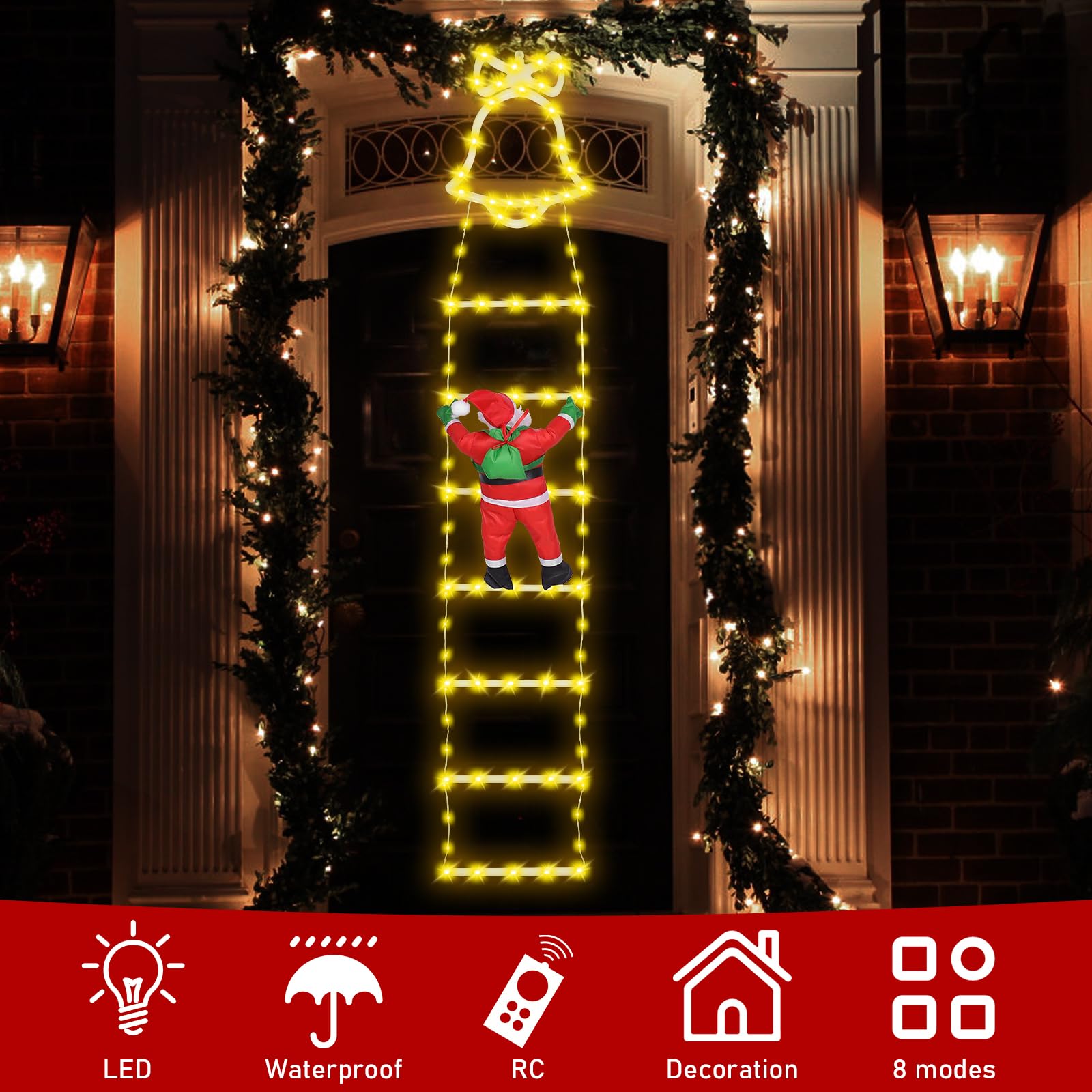 VidaXL Lampada Natalizia LED Con Neve Cadente – Babbo Natale 27x27x45 Cm – Rossa – Con Gancio E Catena - 5