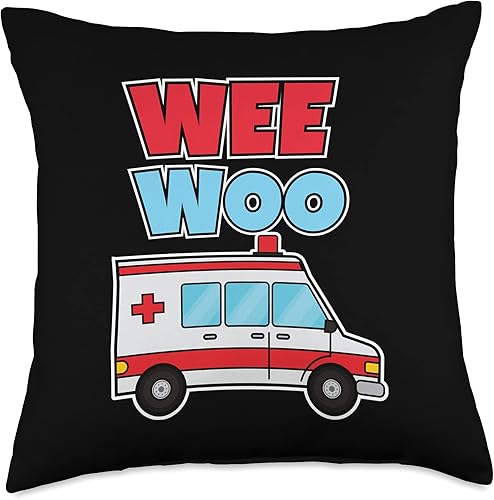 Miniatura 5 de Wee Woo Ambulance Funny Paramedic Almohada de 16 x 16 pulgadas, multicolor
