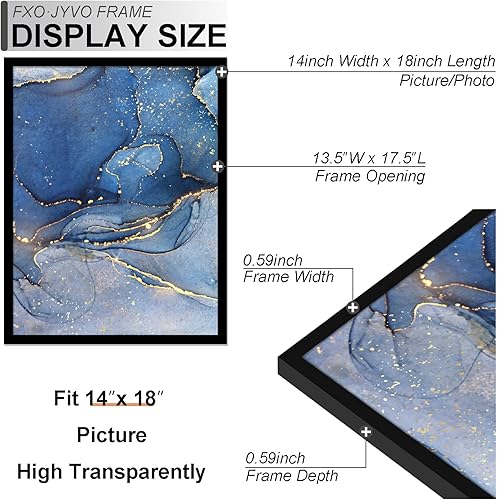 Miniatura 3 de Fxojyvo Juego de 3 portarretratos de 14 x 18 pulgadas, marco negro para póster de fotos de 14 x 18 pulgadas, peso ligero y altamente transparente,