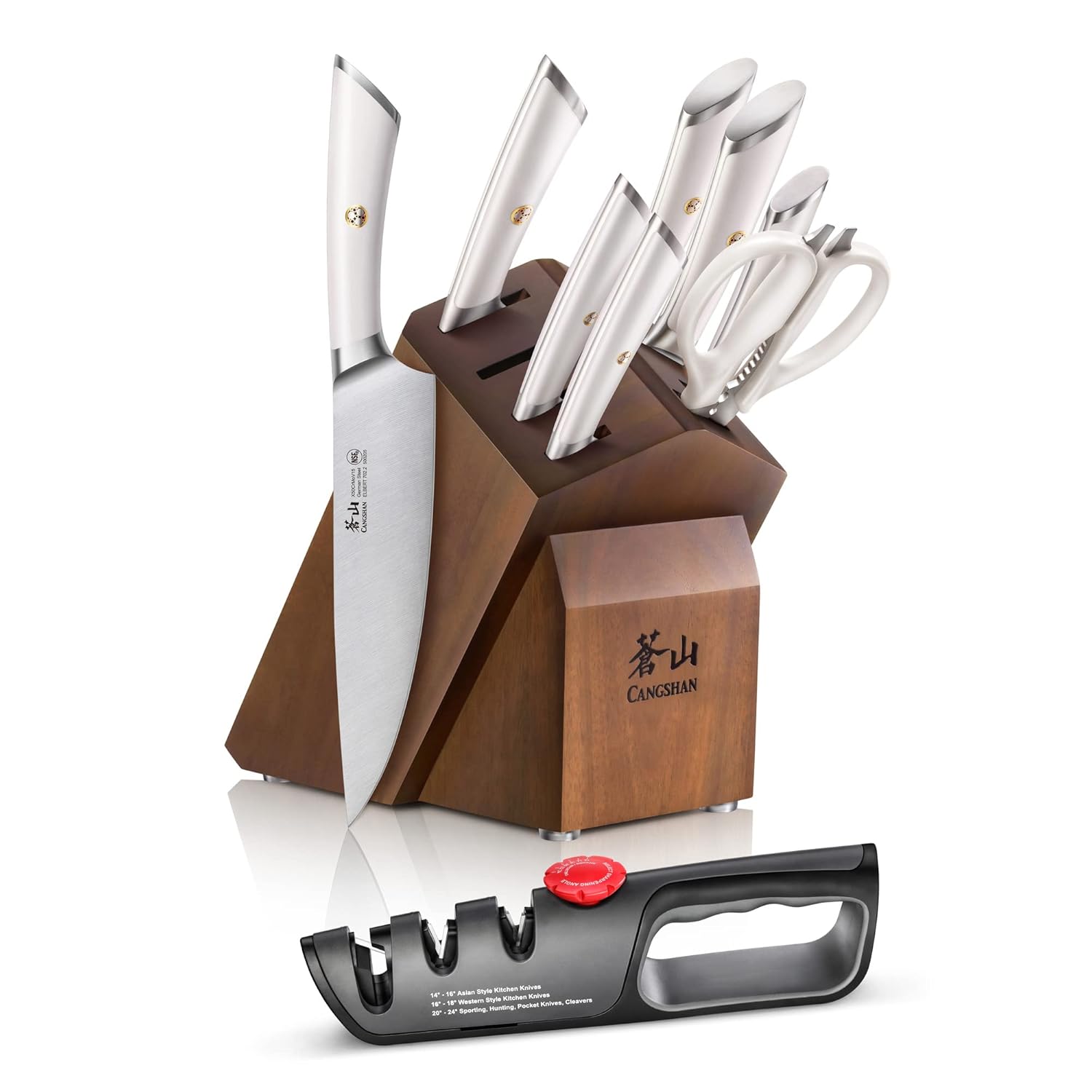Cangshan ELBERT Series German Steel Forged Knife Block Sets 10-Piece White