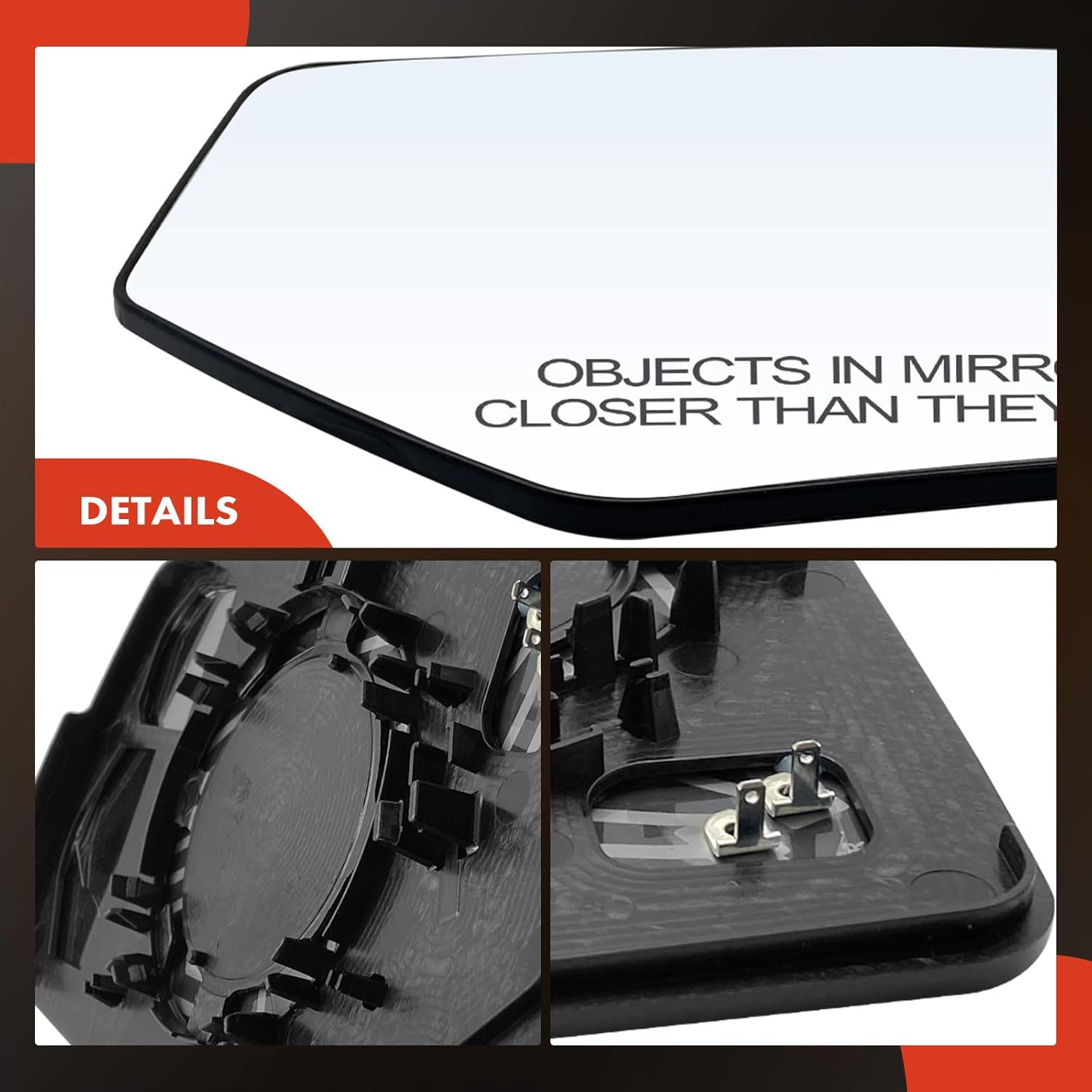 A-Premium Right Passenger Side Heated Mirror Glass with Backing Plate Compatible with Chevrolet Tahoe, Suburban & GMC Yukon, Yukon XL, 2015-2020 - Exterior Side View Convex Mirror