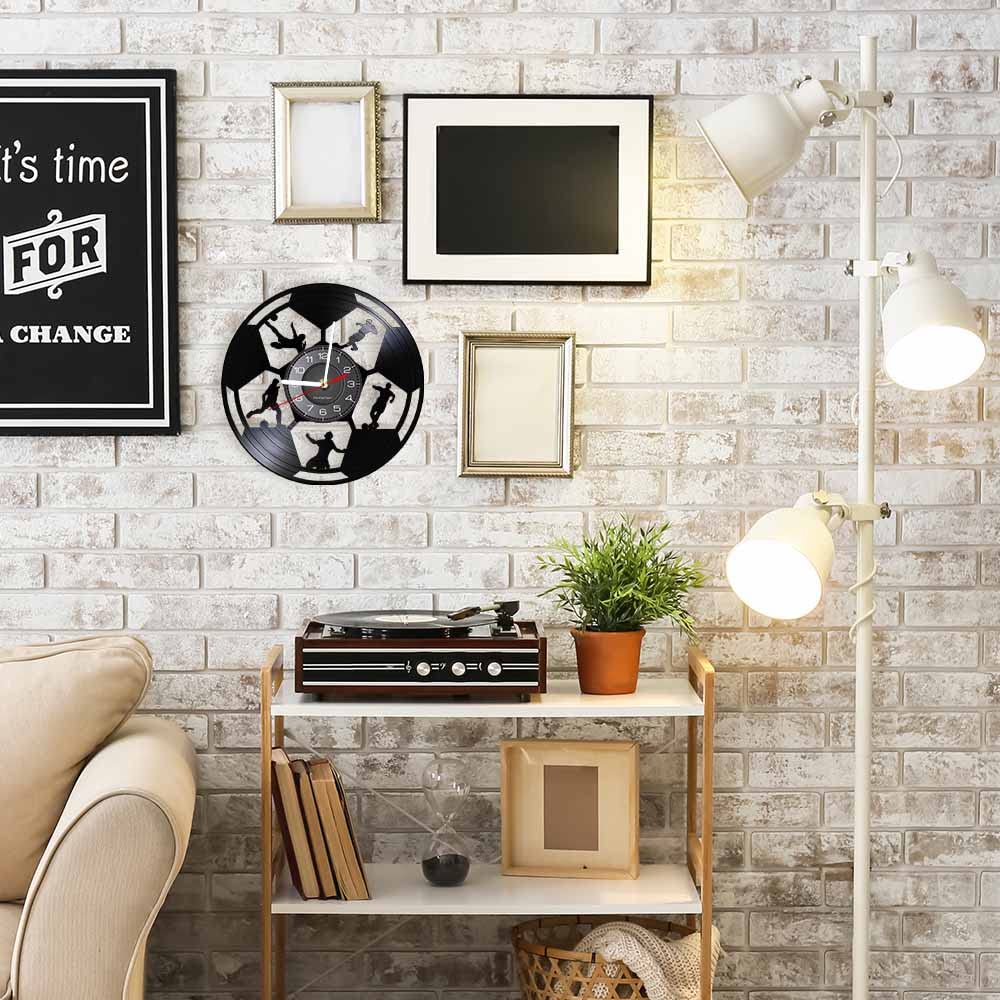 Orologio da parete in vinile, orologio da parete con design a calcio, con luce notturna a LED, decorazione da calcio, idea regalo.