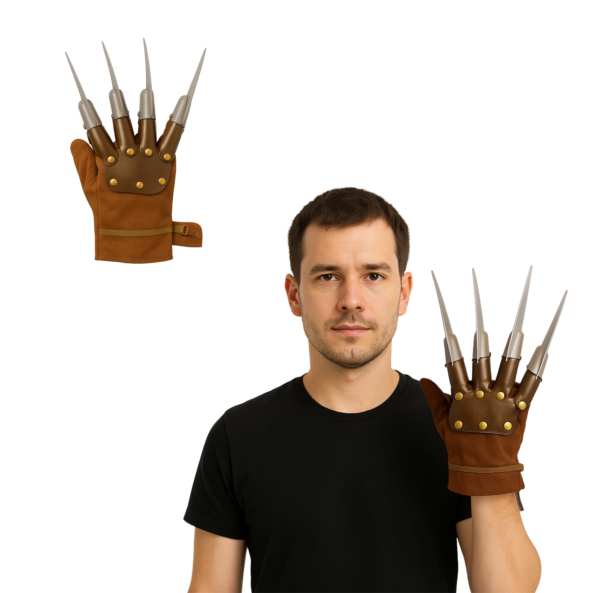 FNA FASHIONS Adult Nightmare Demon Brown Explorer Hat & Claw Glove Set | Unisex Halloween Fancy Dress Nightmare Cosplay Accessory (Claw Glove) — image 1