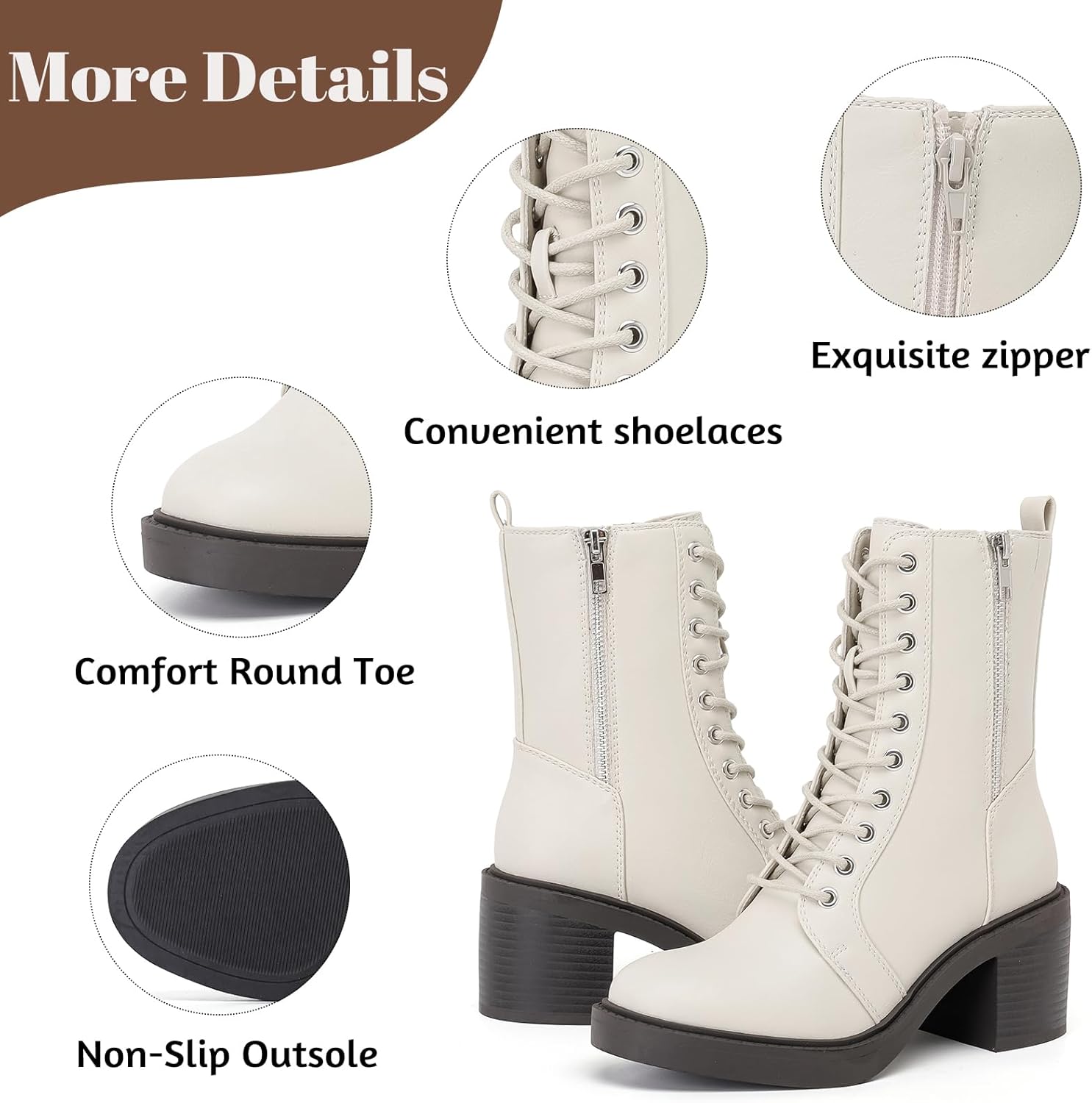 Women's Ankle Boots Low Chunky Heeled Booties Casual Comfortable Fall Winter Pointed Closed Toe Short Boots for Women. - Image 4
