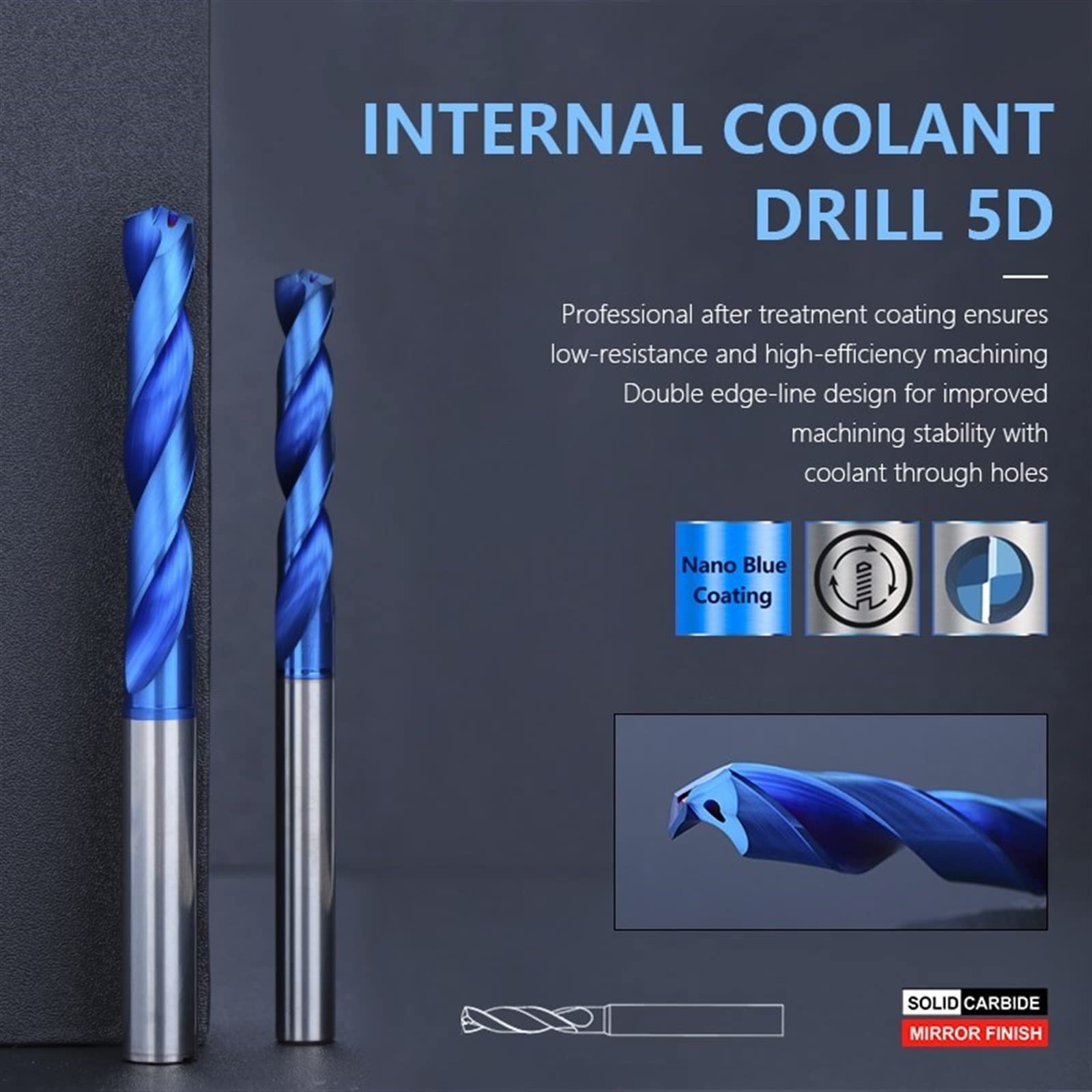 Wiertło 3D z twardego metalu 3-12 mm wiertło chłodzące wiertło spiralne niebieska powłoka wiertło do metalu 1 szt. (kolor: 4,7 mm)
