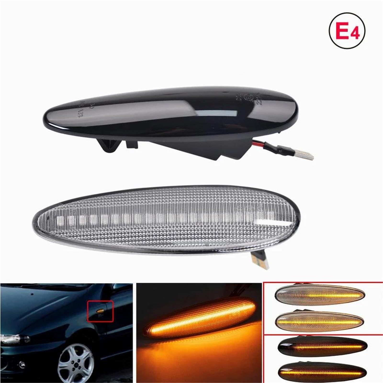 Generico 2x Indicatori Di Direzione Laterali Dinamici A LED Per Fiat Per Palio Per Albea Per Croma II Per Bravo Per Marea Specchietto Laterale Indicatore Di Direzione(Crystal)