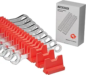 80PCS Modular Wrench Organizer Wrench Holder - Wrench Tool Organizers for Tool Drawer Storage, Wrench Storage Set with Metric & SAE Label, Wrench Rack Tool Gift for Professional Mechanics Men, Red