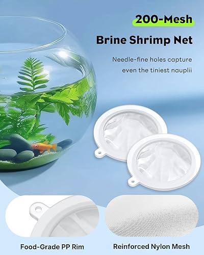 Miniatura 3 de Pawfly Paquete de 4 redes de camarones en salmuera, 200 mallas de tamiz de camarón de salmuera ultrafina para criadero de salmuera, red de