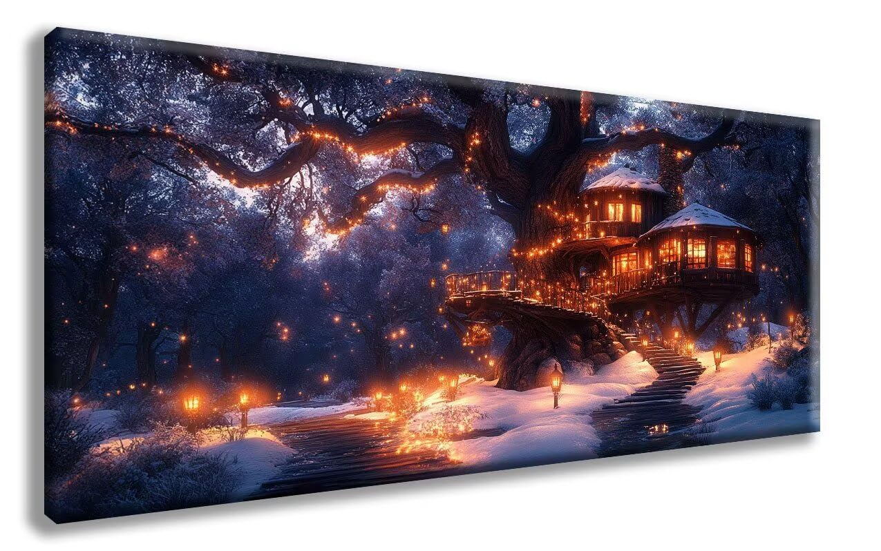 Zimowy obraz diamentowy, obraz do malowania diamentami, dla dorosłych, duży rozmiar XXL (90 x 180 cm), 5D, okrągłe, pełne wiertło, zestaw do majsterkowania, mozaika dla dorosłych, do dekoracji
