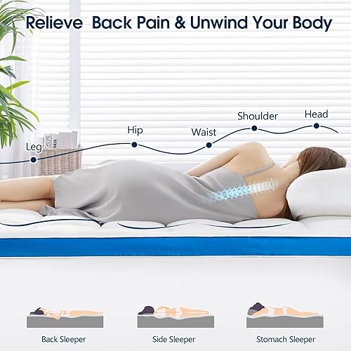 Miniatura 4 de CYMULA Cubrecolchón tamaño individual XL, funda de colchón para máxima comodidad, extra gruesa 5D plumón alternativo de nieve sobrellenado con