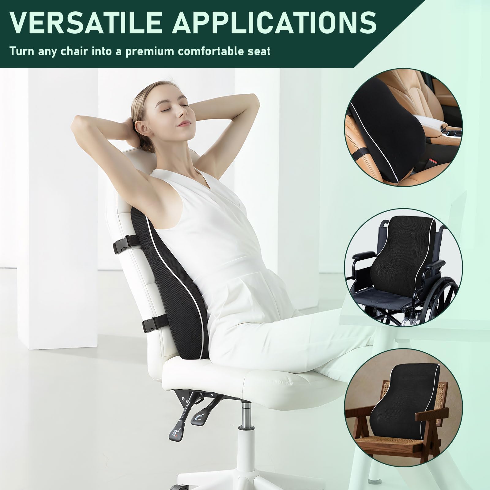 Cuscino Lombare Ergonomico, Cuscino di Supporto Lombare in Memory Foam Cuscino Lombare Sedia Ufficio con Doppie Cinghie Regolabili per casa Ufficio Auto Viaggio