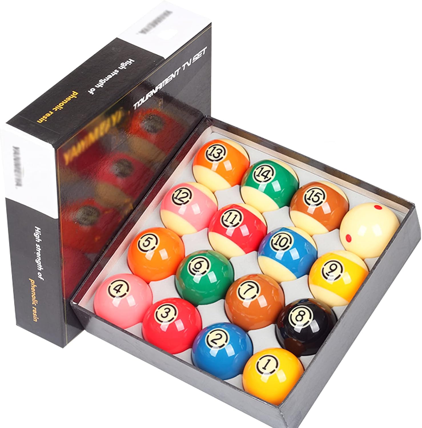 Billiard Set/Pool Ball Set for Regular Pool Table Billiard Balls Pure Resin Pool Table Balls in Regulation Size 2-1/4 Inch 57.2mm