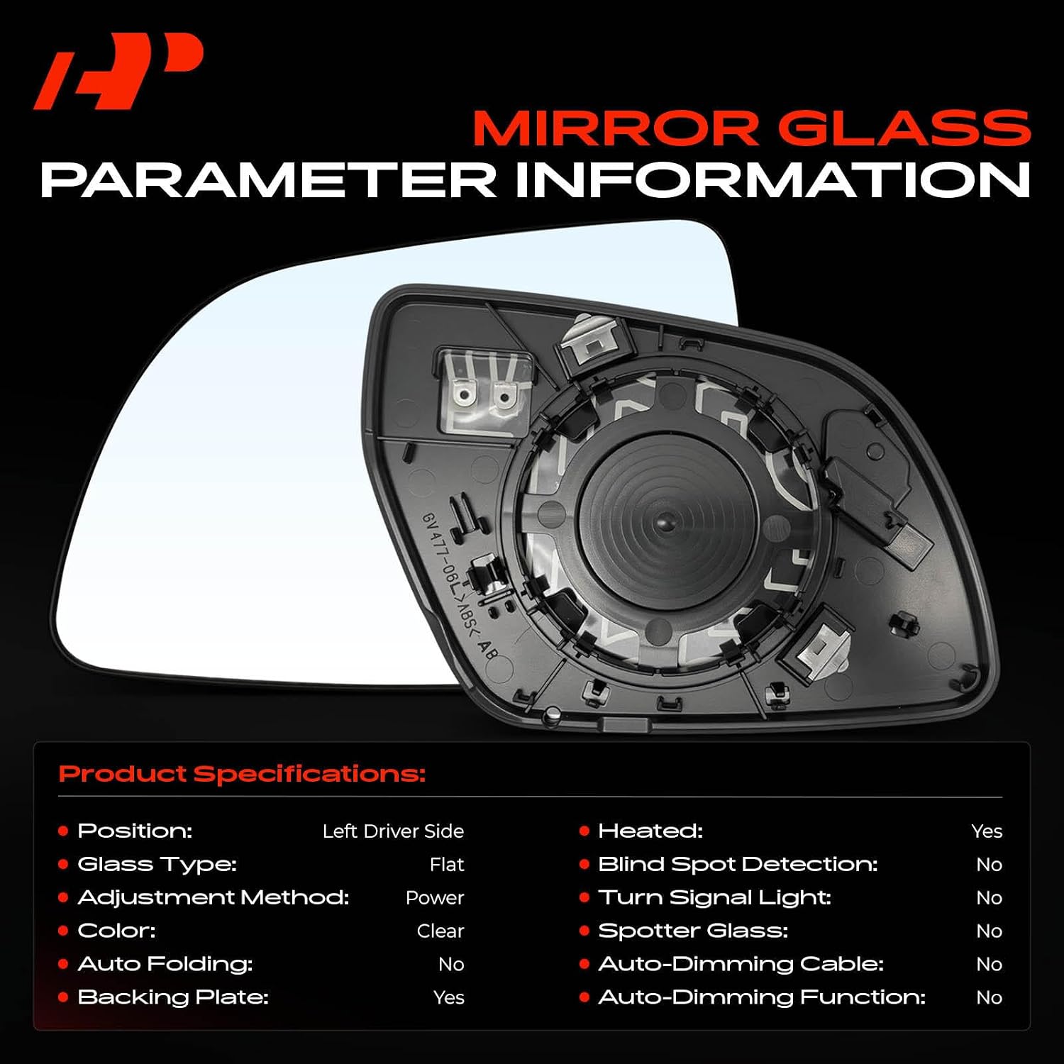 A-Premium Left Driver Side Heated Power Mirror Glass image 3