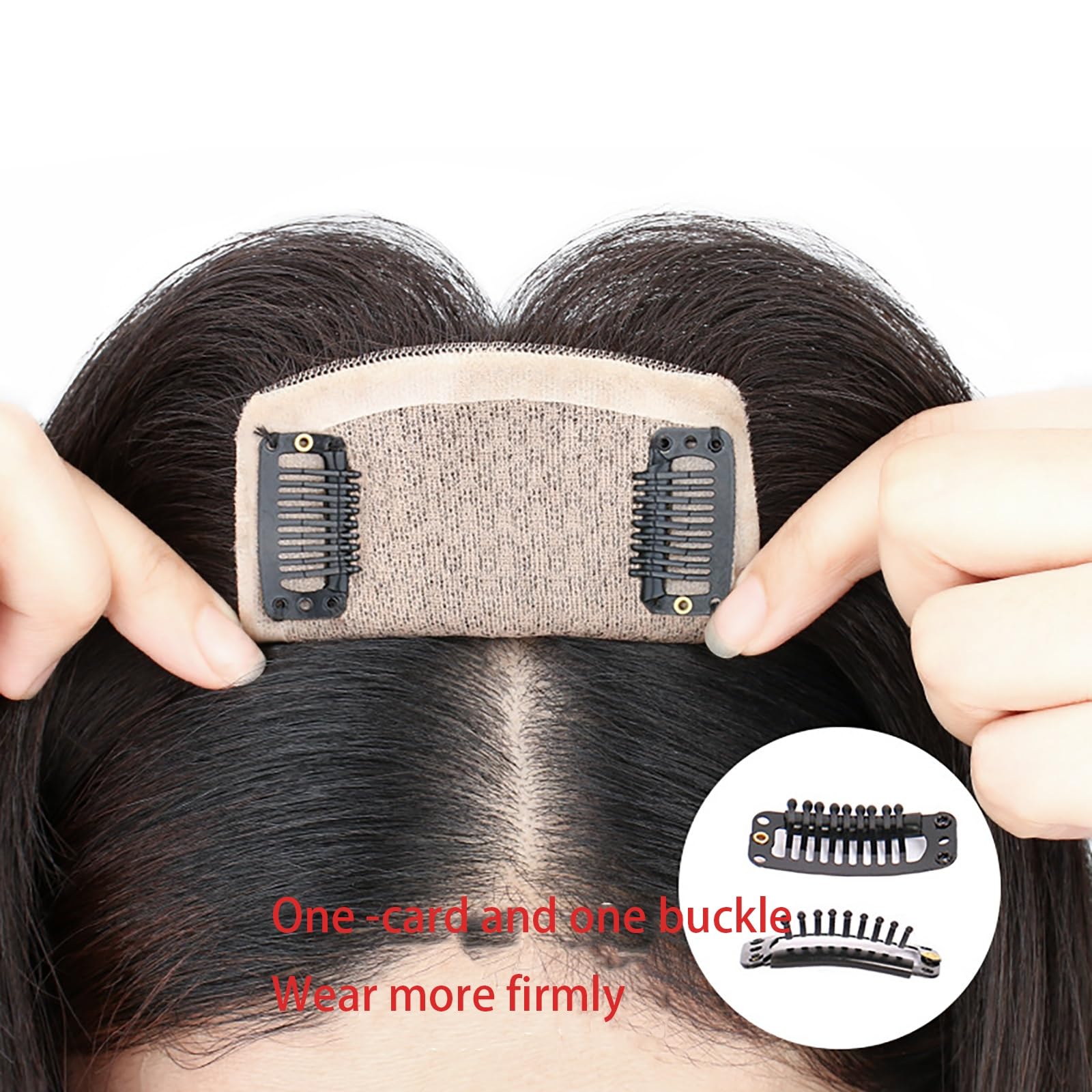 Echthaar-Topper for Frauen Schwarze Clip-in-Haarverlängerungen for Dünner Werdendes Haar 10 X 12 Cm Große Haarteile Auf Seidenbasis Damen Natürlich Haarverlängerungen for Graues Haar ( Color : 12 inch