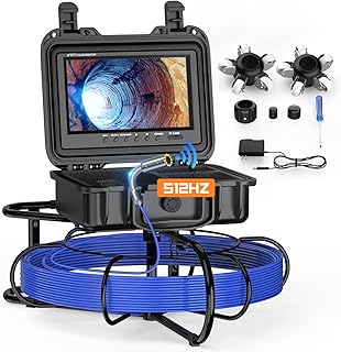 Oiiwak Sewer Camera with Locator, 165FT/50M Pipe Inspection Camera with 512Hz Sonde IP68 Waterproof Drain Duct Plumbing Snake Camera with 9'' Color Screen, 12 LED Lights, DVR Recorder
