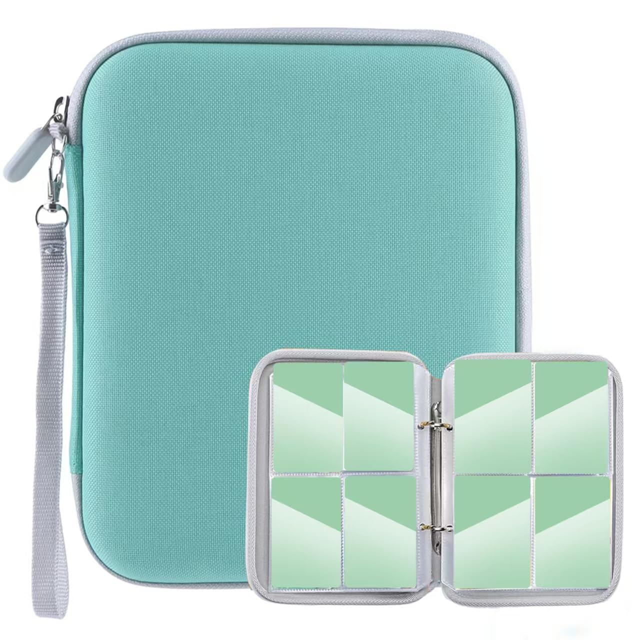ANIXITECH 4 Pocket Card Case for 80 Yoto Cards, EVA Portable Folder for Yoto Storage, Cyan