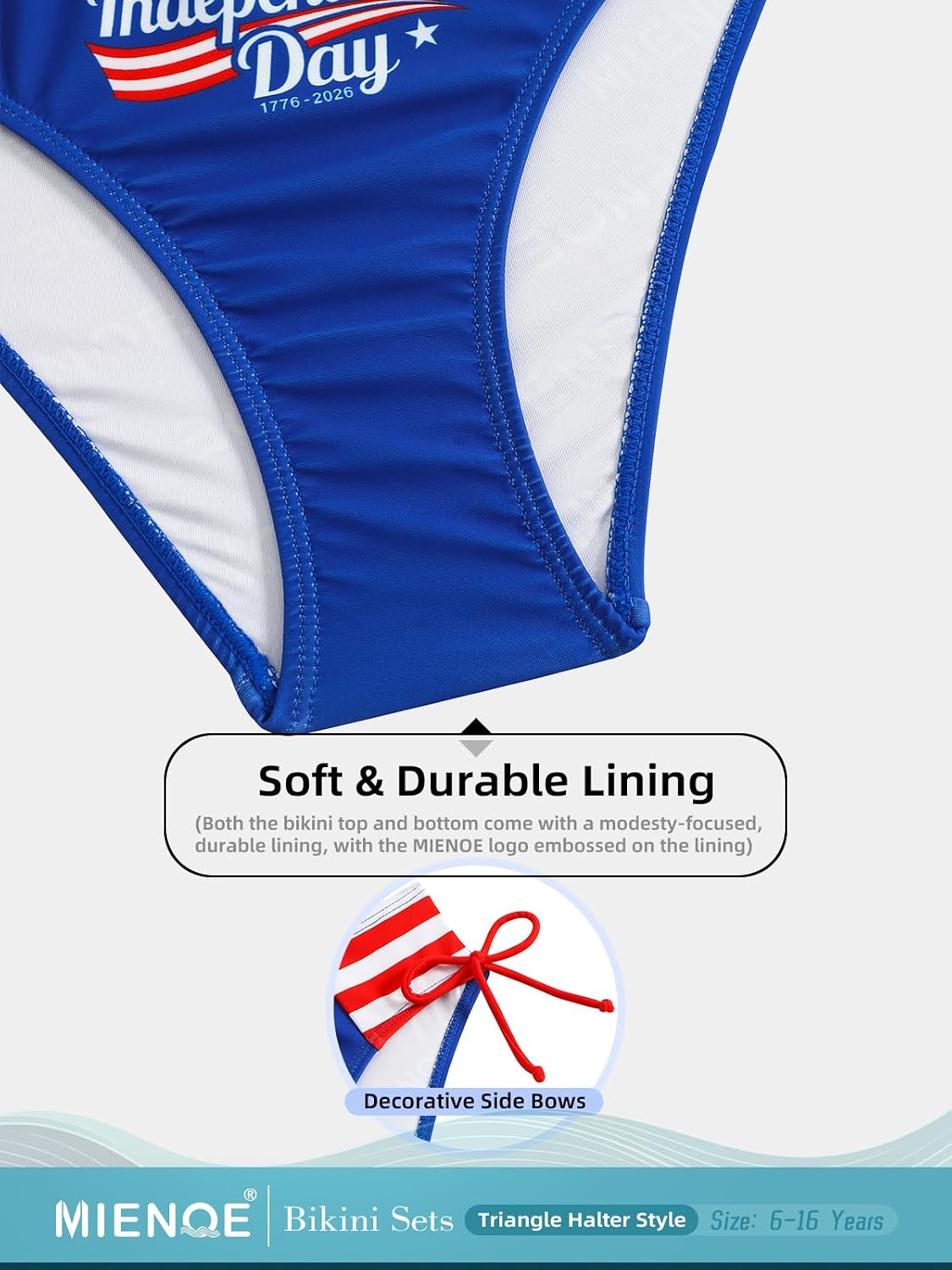 Teen Girls Swimsuits Two Piece Sets with Chest Pad Backless Halter Bikini Cute Brief Bathing Suit