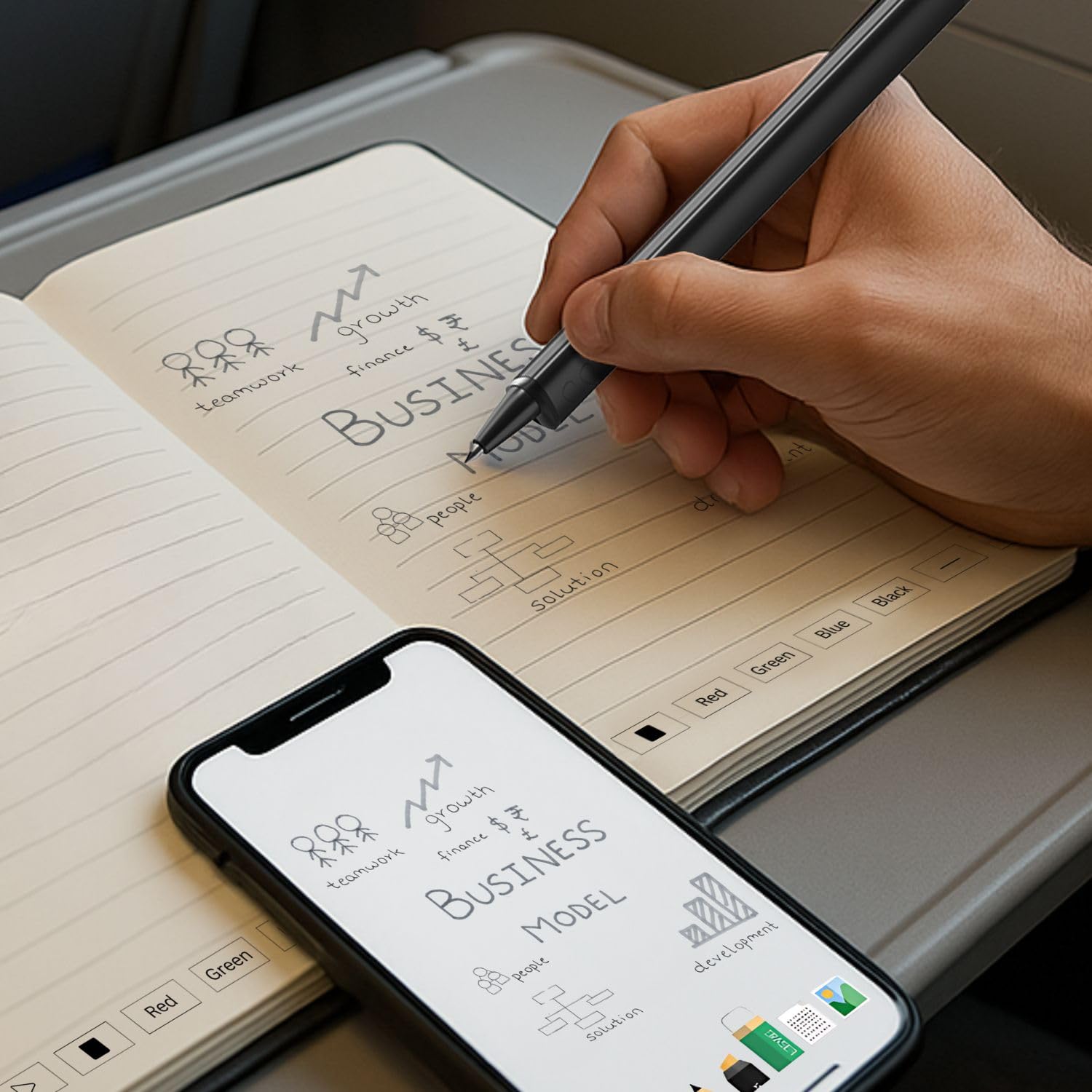 SyncPen Set di penne digitali per notebook, Bluetooth, OCR, registrazione audio e archiviazione cloud gratuita, perfetto per appunti e disegno, compatibile con iOS e Android