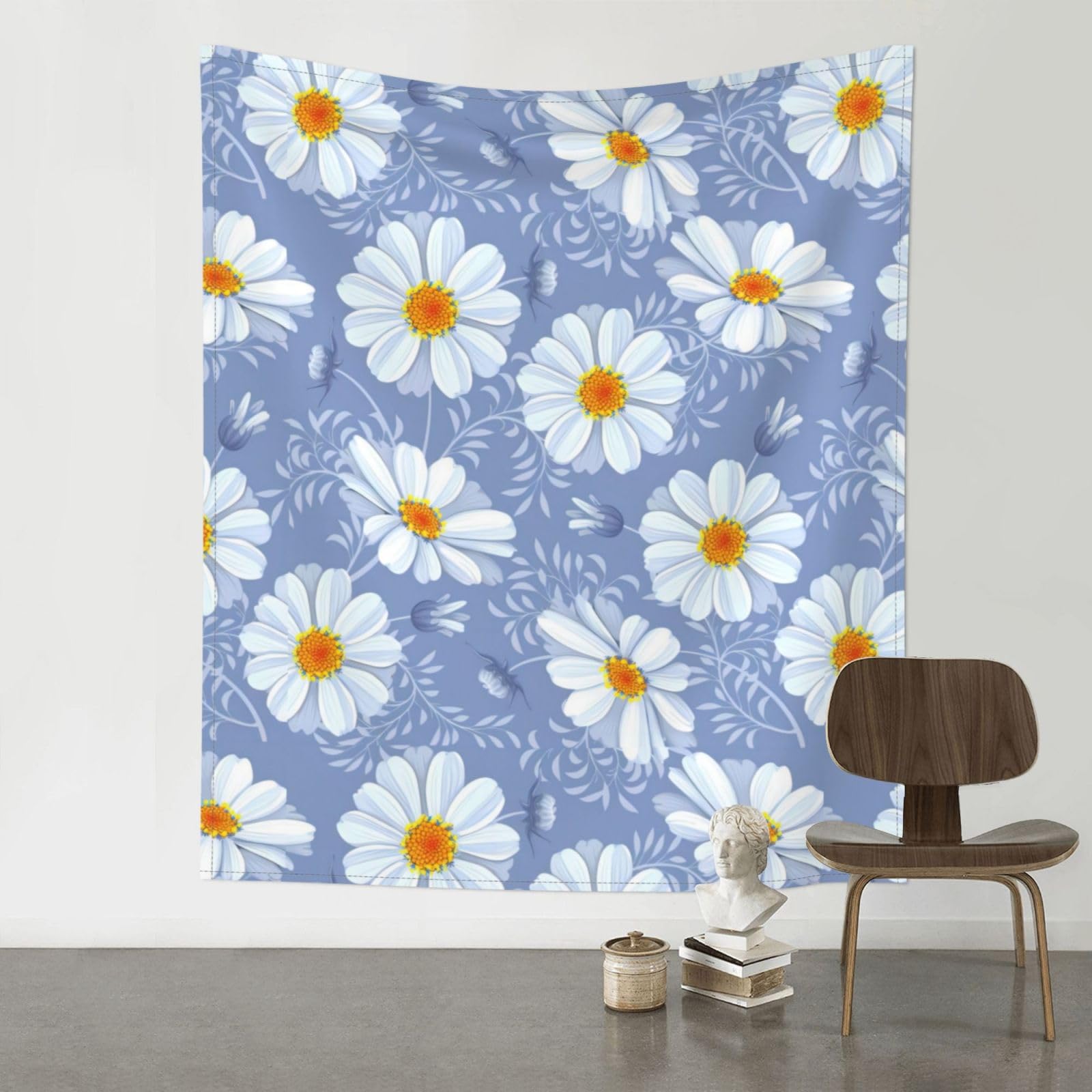 YYHWHJDE Daisy Blue Prints 60x51in Wall Tapestry – High-Grade Polyester Throw for Dorm, Beach & Home Decor