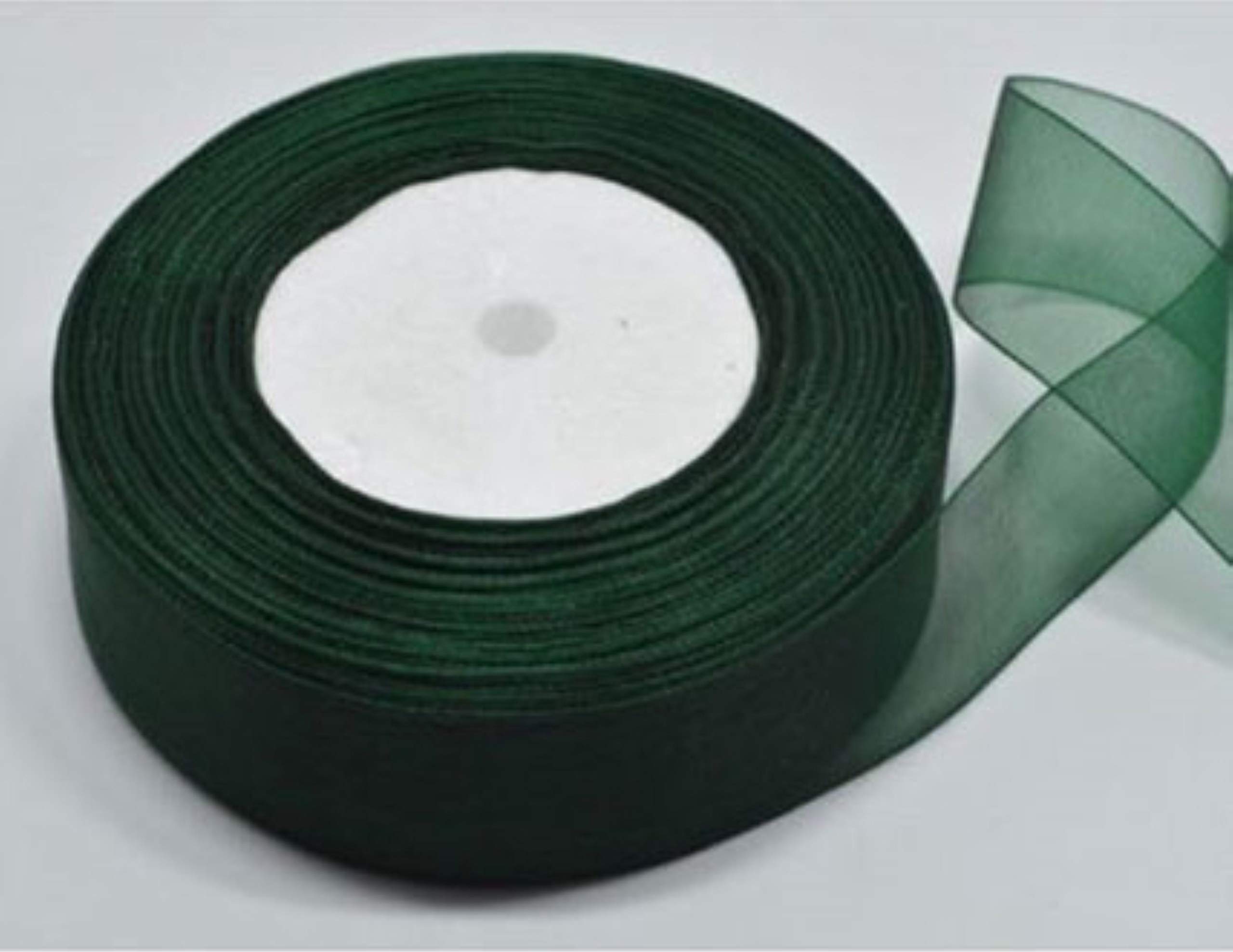 Gcs London Green Dark Organza Ribbon 10Mm (3/8 Inch) Wide Ribbon For Gifts Wrap Sew Party, Decorations Events Dress Wedding Christmas Crafts, Bows Car Diy, Bouquets, Easter 44 Meters 50 Yards Buy 3 Get 4Th Free