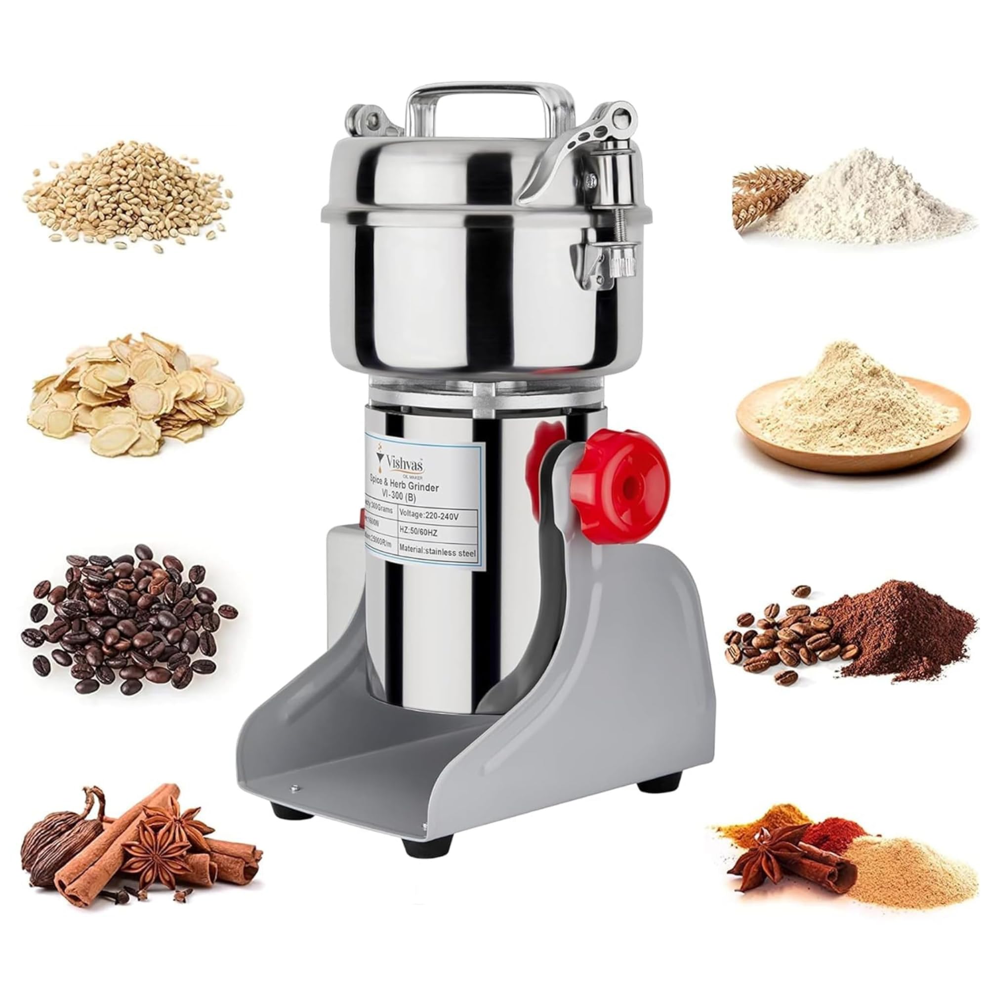 Vivatra Vishvas Masala Grinder Machine for Home Use with 300gm Dry Masala Spices Mixer Grinder Machine 300 GM (B) Stainless Steel