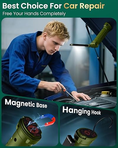 Miniatura 3 de Coquimbo Regalos de herramientas para hombres y él, luz LED recargable de trabajo con base magnética y gancho, 5 modos de rotación de 360, luz