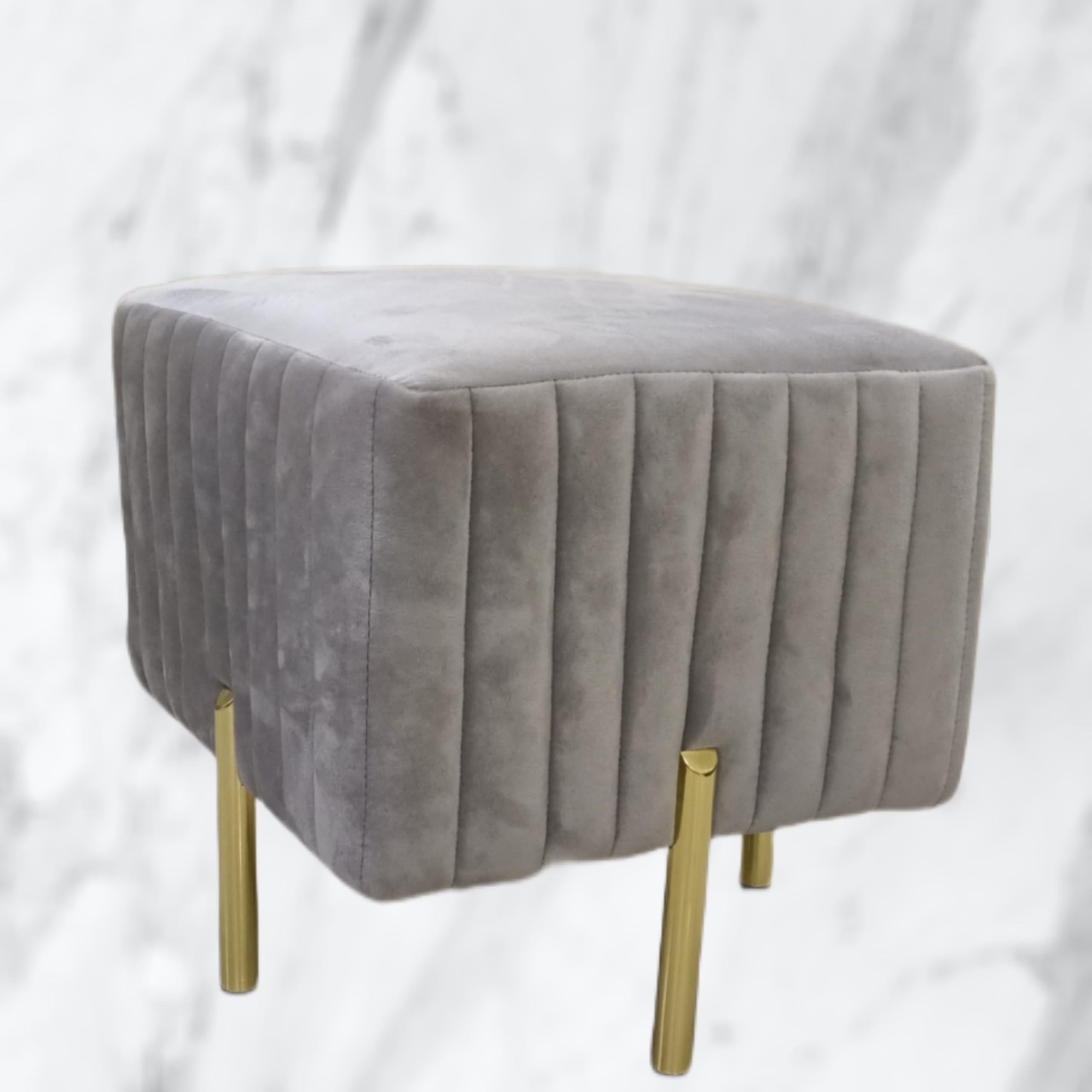 Stylish Ottoman Square Stool,Puffy,Footrest,Dressing Table Pouf for Living Room with A Luxurious and Soft Upholstery to Match Your Home and Office Interior Decor 45x45x45 Grey-image-34