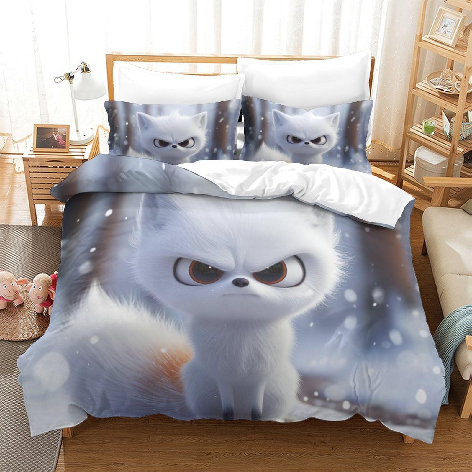 Housse de couette renard en microfibre pour chambre parentale