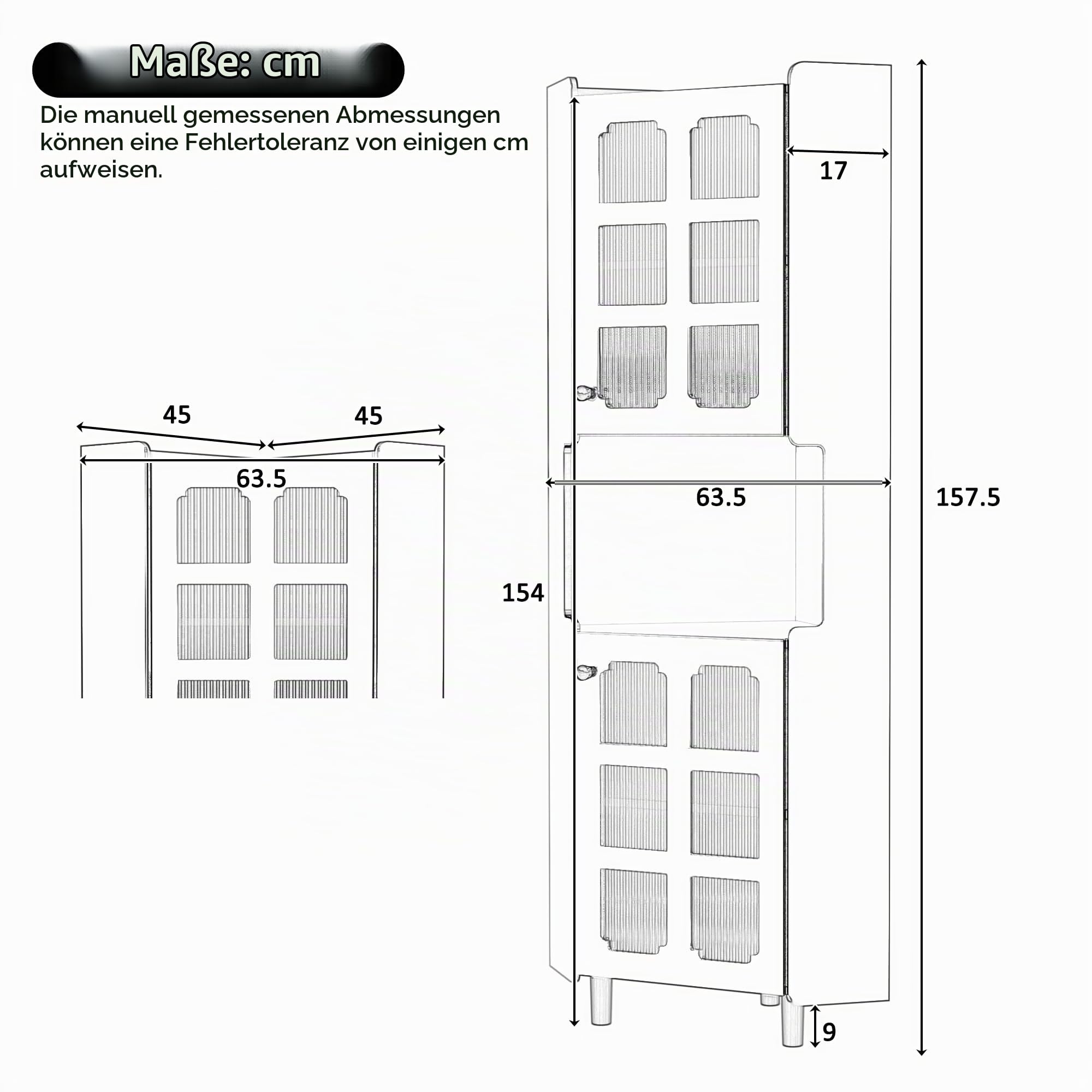 BTM Weißer Eck-Schrank mit Lackschicht & LED-Beleuchtung – Multifunktionale Ecken-Kommode für Wohnzimmer, Bücherregal, Badezimmer, Schlafzimmer, Esszimmer, MDF-Platte weißer Lackoberfläche