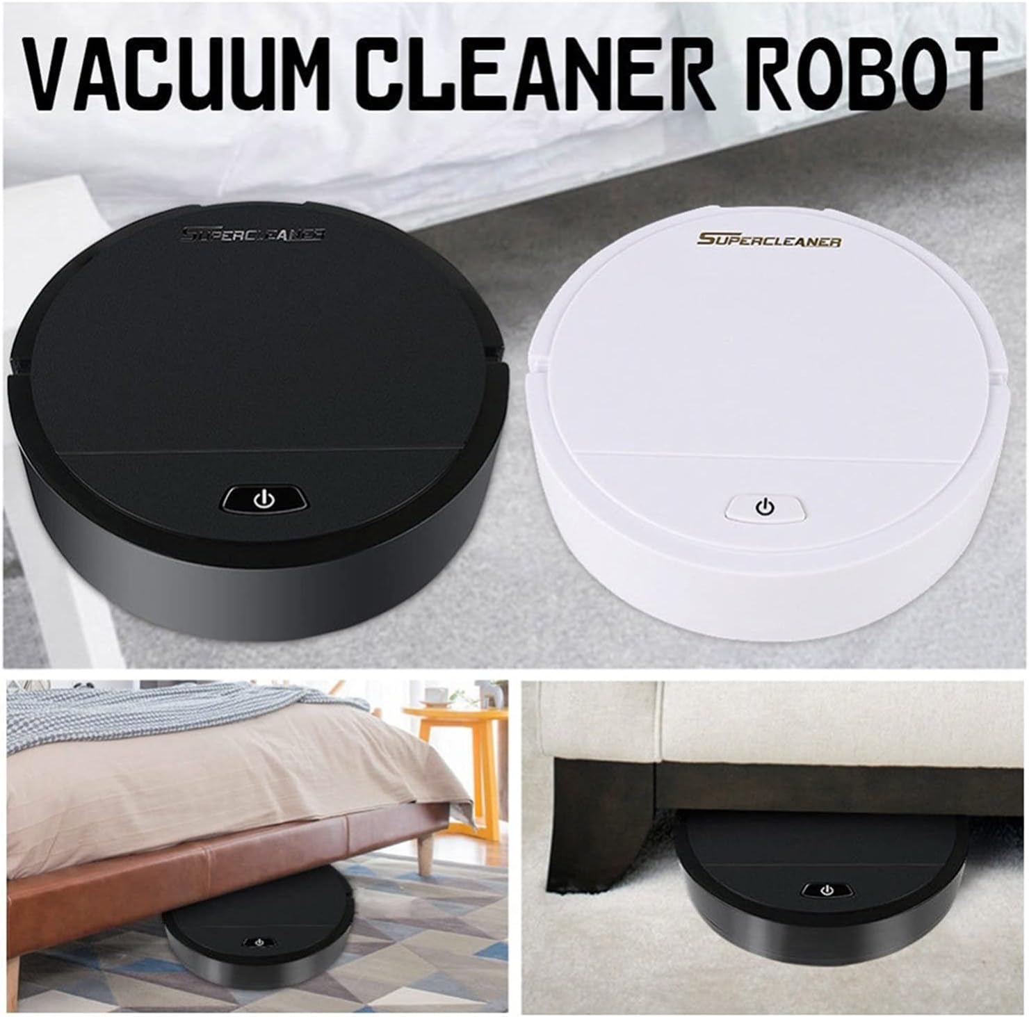 Robot Vacuum Cleaner Smart Automatic Sweeping Robot Vacuum Strong Suction Wet Dry Clean Smart Sweeper Floor Mopping Smart Robot Home Appliances for Hard Floor Carpets (Color : White)