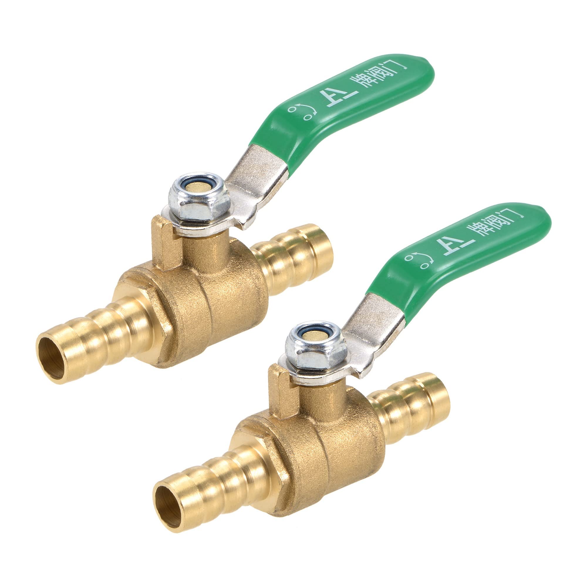 QRUYHBAJU Withstand high Pressure and Temperature Extremes Air Ball Valve Shut Off Switch 12mm Hose Barb to 12mm Hose Barb Brass Tone 2Pcs(12mm)