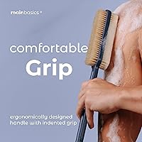 Vista 7 de MainBasics Cepillo Exfoliante para Ducha Cepillo de Mango Largo de Doble Cara para Lavado Corporal y Frotación con Cerdas Exfoliantes y Suaves