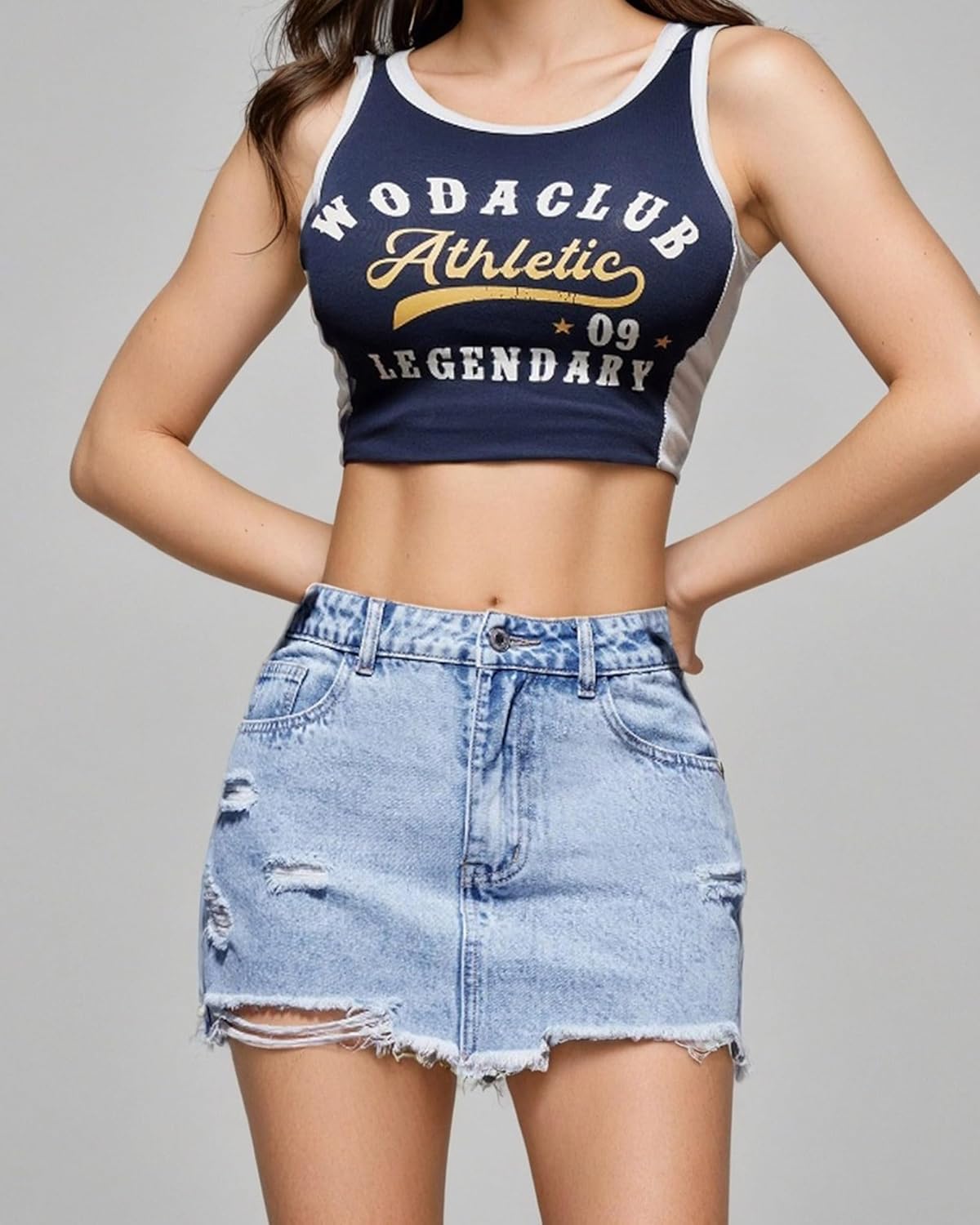 Y2K Low Rise Denim Mini Skirt for Women Distressed Raw Hem Light Wash 2000s Vintage A-Line Short Skirts Non-Stretch - Image 4