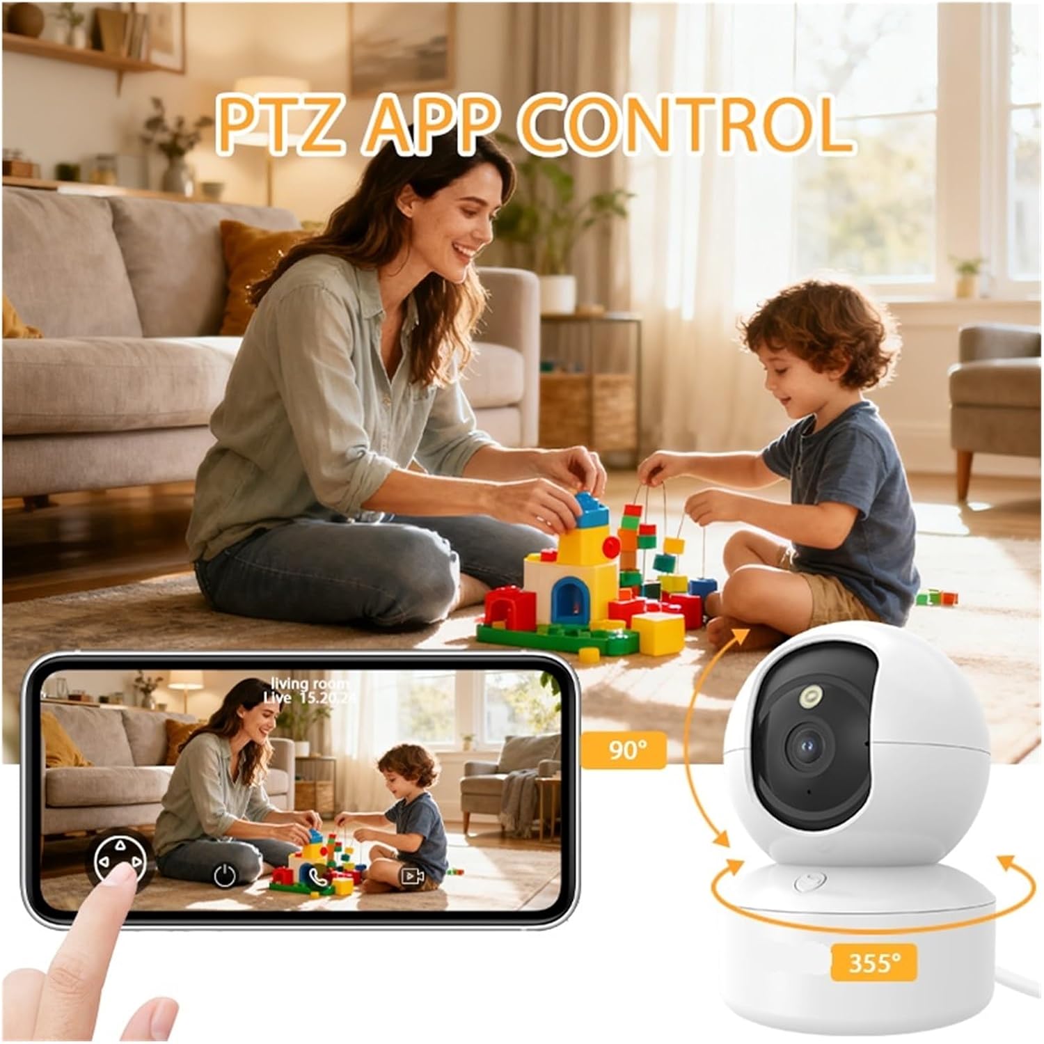 2K Pet Dog Camera with Phone App, 5G/2.4GHz WiFi Indoor Security Baby Camera, 360° Pan & Tilt, 2-Way Audio, Night Vision(UK Plug)