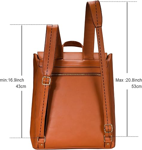 Miniatura 6 de Estarer Mochila de piel sintética para mujer de 15.6 pulgadas para laptop vintage universitaria escolar (marrón)