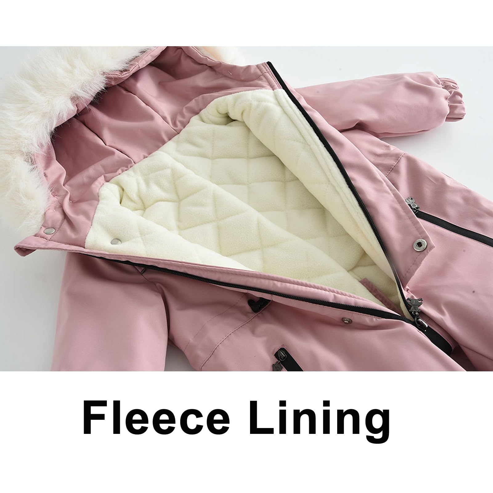 BRONG Bébé Garçons Habits de Neige Hiver Filles Toison Combinaisons Étanche Encapuchonné Barboteuse Enfants Fermeture éclair Manteau Combinaison de Ski Tenue