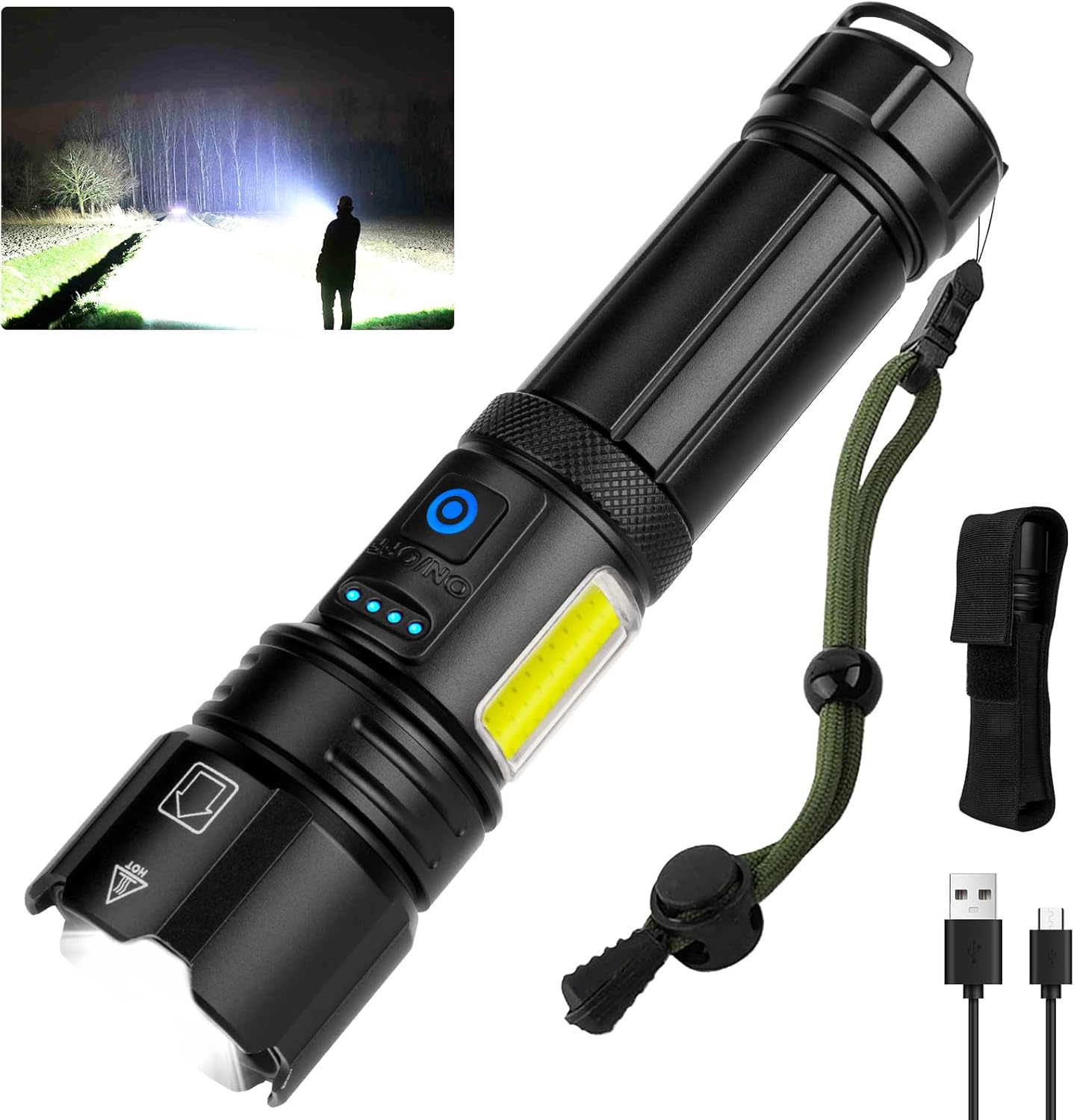 Rechargeable Flashlights High Lumens, 200,000 Lumens Super Bright LED